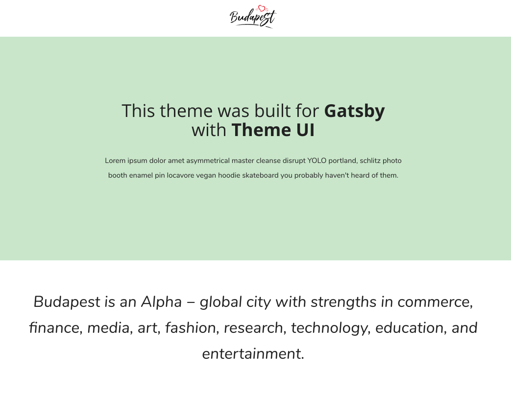 Gatsby Theme Budapest screenshot